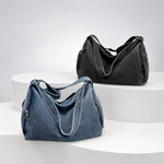Load image into Gallery viewer, Women's Washed Denim Dumpling Tote Shoulder Bag N6J181