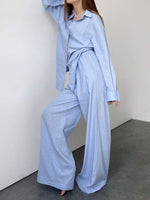 Load image into Gallery viewer, Cotton Cardigan Pajama Set Women Blue N5A388