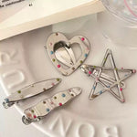 Load image into Gallery viewer, Colored Polka Dot Silver Metal Hair Clip N6F065