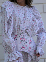 Load image into Gallery viewer, French Detachable Waist Corset Floral Dress N6D107