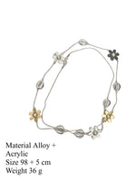 Load image into Gallery viewer, Metal Flower Color Block Long Chain Necklace Women N6B017