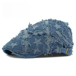 Load image into Gallery viewer, Distressed Denim Adjustable Beret M5A269