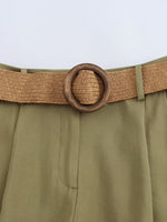 Load image into Gallery viewer, Belted Straight Leg Casual Shorts Women N6F014