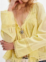 Load image into Gallery viewer, Autumn Lace U Neck Blouse Long Sleeve Women N6A186