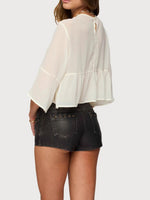 Load image into Gallery viewer, Ruffle Hem Chiffon Blouse Women N6D132