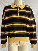 Load image into Gallery viewer, Color Block Stripe Polo Knit Pullover Oversized Lapel N6G146