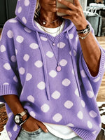Load image into Gallery viewer, Relaxed Polka Dot Hooded Pullover Top Women N6G258