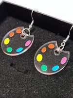 Load image into Gallery viewer, Handmade Mini Palette Acrylic Earrings Whimsical N6B011