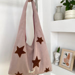 Load image into Gallery viewer, Women's Suede-Feel Star Embroidered Tote Bag N6J182