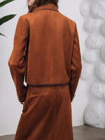 Load image into Gallery viewer, Terracotta Suede Contrast Trim Jacket Women N5A700