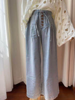 Load image into Gallery viewer, Wide Leg Relaxed Tie Waist Denim Pants Women N6C283