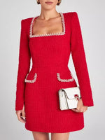 Load image into Gallery viewer, U Neck Beaded Dress Women Chanel inspired N5A600