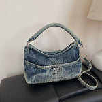 Load image into Gallery viewer, Women's Washed Gradient Denim Dumpling Shoulder Bag N6J202