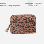 Load image into Gallery viewer, Faux Fur Leopard Makeup Bag Soft Plush Pouch S5P774