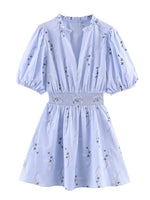 Load image into Gallery viewer, Slimming Embroidered Floral Short Sleeve Dress Women N6C277