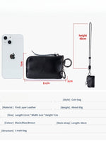 Load image into Gallery viewer, Genuine Leather Neck Lanyard Coin Card Key Pouch N6B218