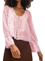 Load image into Gallery viewer, Autumn Lace U Neck Blouse Long Sleeve Women N6A186