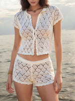 Load image into Gallery viewer, Openwork Knit Two-Piece Set V-Neck Vacation N6C330
