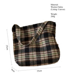 Load image into Gallery viewer, Plaid Tweed Shoulder Bag Women Vintage Large S5P646