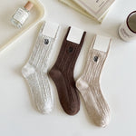 Load image into Gallery viewer, Cable Letter Crew Socks Women Cotton Stackable M5A305