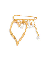 Load image into Gallery viewer, Lava Heart Alloy Pearl Fringe Brooch Pin N6B020
