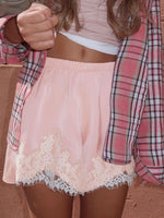 Load image into Gallery viewer, Satin Lace Trim Loose Shorts Women N6A193