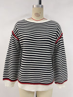 Load image into Gallery viewer, Striped Round Neck Oversized Knit Pullover Women N6G188