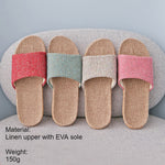 Load image into Gallery viewer, Non Slip Woven Linen Home Slippers Women N6C228
