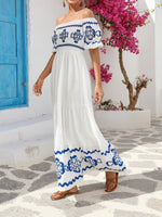 Load image into Gallery viewer, Two-Way Off-Shoulder Print Midi Dress Women N6C249