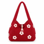 Load image into Gallery viewer, Women's Plush Floral Embroidered Tote Bag N6J218