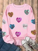 Load image into Gallery viewer, Heart Print Crew Neck Sweatshirt Spring Women N6B072