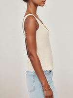 Load image into Gallery viewer, French Lace Trim Button Front Sleeveless Tank N6F018