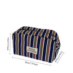 Load image into Gallery viewer, Striped Color-Block Cotton Blend Travel Cosmetic Bag N6J266
