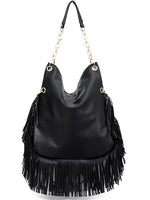 Load image into Gallery viewer, Soft Leather Rivet Fringe Tote Bag Women N6C221