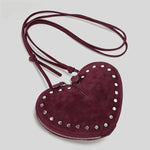 Load image into Gallery viewer, Rivet Suede Heart Shoulder Crossbody Bag Small M5A335