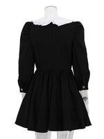 Load image into Gallery viewer, French Peter Pan Collar Black White Short Dress N6C209