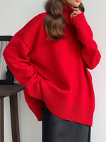 Load image into Gallery viewer, Solid High Neck Knit Sweater Women Multiple Colors N5A601
