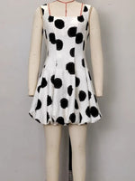 Load image into Gallery viewer, White Mini Polka Dot Square Neck A-Line Dress N6E171