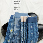 Load image into Gallery viewer, Vintage Blue Ethnic Style Mid-Calf Cotton Socks Women N6H020