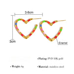 Load image into Gallery viewer, Hearts Ear Climber Drip Enamel Cool-Tone Titanium S5P060