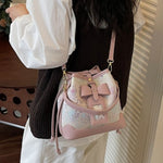 Load image into Gallery viewer, Jacquard Bow Detail Bucket Bag Women N6E007