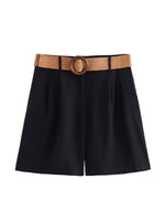 Load image into Gallery viewer, Belted Straight Leg Casual Shorts Women N6F014