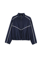 Load image into Gallery viewer, Colorblock Trim Stand Collar Jacket & Pants Set Women N6H129