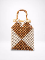 Load image into Gallery viewer, Color Block Wooden Bead Handwoven Tote Bag N6C308