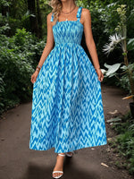 Load image into Gallery viewer, Multicolor Rustic Beach Smocked Slim Dress Women N5A963