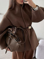 Load image into Gallery viewer, Brown Tailored Wool Blend Womens Coat N5A482