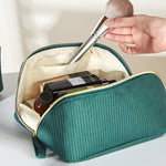 Load image into Gallery viewer, Green Corduroy Makeup Bag Travel Organizer S5P842