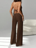 Load image into Gallery viewer, Halter Tie Back Crop Top and Pants Set Women N6D093