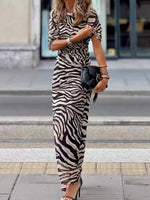 Load image into Gallery viewer, Zebra Print Velvet Bodycon Dress Women N5A517