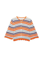 Load image into Gallery viewer, Color Block Hollow Knit Cardigan Button Cap Sleeve N6G151